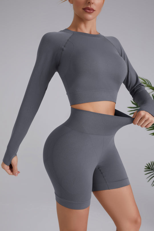 2pc Quick Dry Long Sleeve Top And Shorts Set