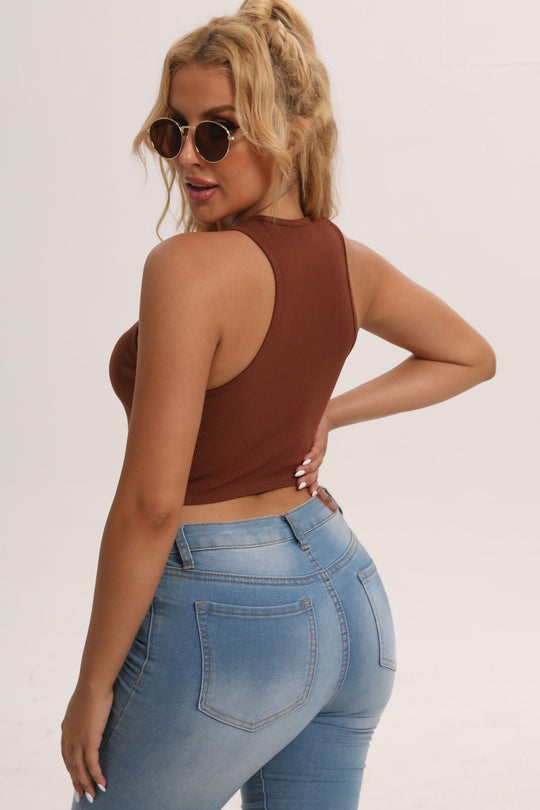 Solid Color Basic Ribbed Crop Tank Top