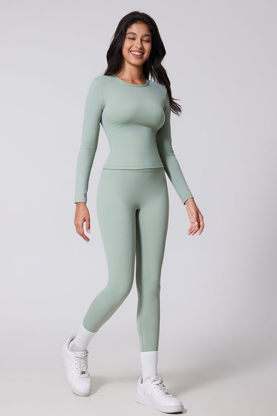 2pc Long Sleeve Top And Yoga Legging Set