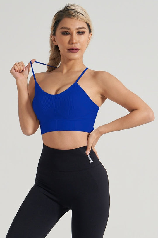 Cross Back Rib Padded Sports Bra