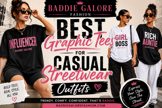 Best Graphic Tees for Casual Streetwear - A stylish woman wearing an oversized graphic tee paired with wide-leg jeans, showcasing modern streetwear aesthetics.