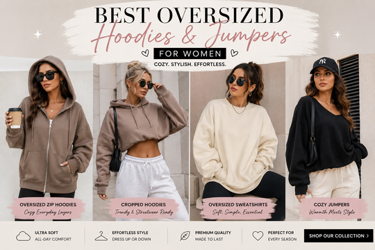 Cozy women wearing stylish Best Oversized Hoodies & Jumpers for Women, showcasing comfort and versatility for everyday outfits.