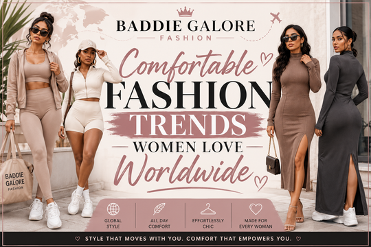 An elegant woman wearing a comfortable midi dress, showcasing the Comfortable Fashion Trends Women Love Worldwide, emphasizing stylish yet versatile outfits for everyday wear.