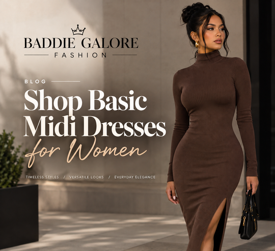 Shop Basic Midi Dresses for Women featuring versatile, elevated everyday midi dress styles