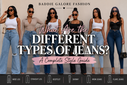 What Are the Different Types of Jeans? A Complete Style Guide featuring different types of jeans for women in various fits, rises, washes, and styles