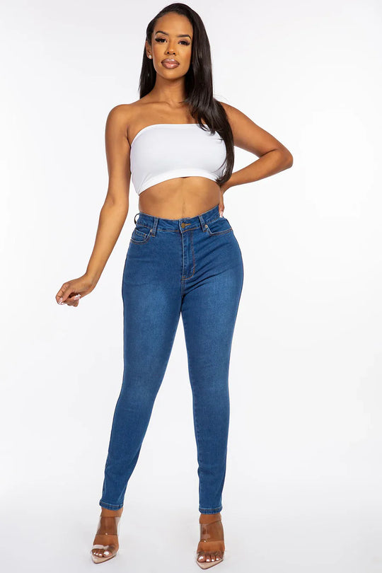 Stylish HIGH WAIST SKINNY JEANS from Baddie Galore Fashion, featuring Sculpting Stretch Jeans that enhance your curves and provide comfort.