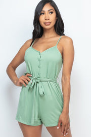Button Down Tie Active Romper