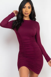 Ruched Long Sleeve Bodycon Dress