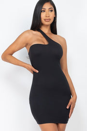Asymmetric One Shoulder Bodycon Mini Dress