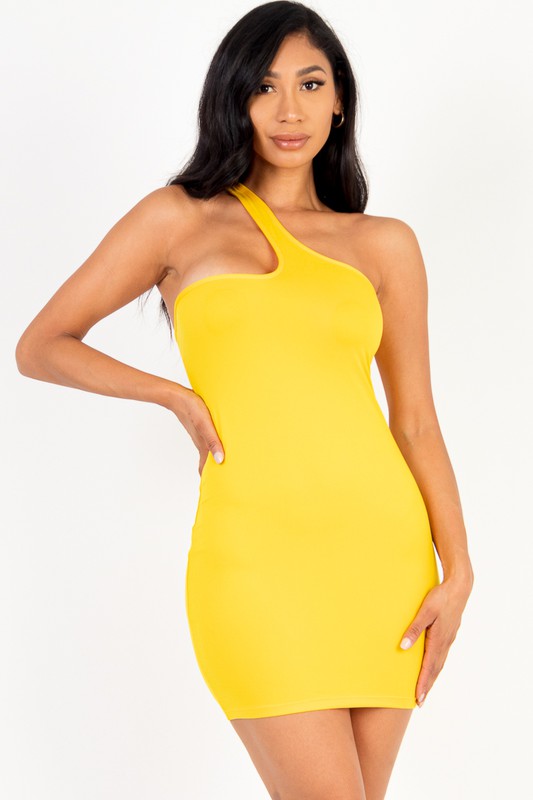 Asymmetric One Shoulder Bodycon Mini Dress