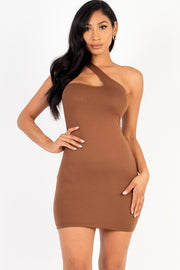 Asymmetric One Shoulder Bodycon Mini Dress