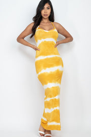 Women's Stripe Tie Dye Printed Maxi loose fit Dress