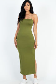 Women's Crisscross Back Split Thigh Maxi Dress