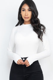 Ribbed Long Sleeve Mock Neck Bodysuit