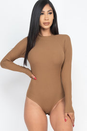 Ribbed Long Sleeve Mock Neck Bodysuit