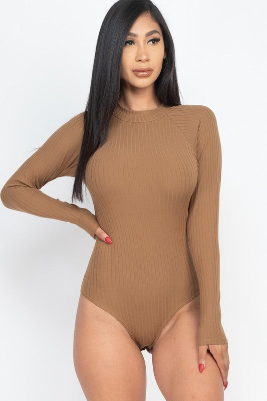 Ribbed Long Sleeve Mock Neck Bodysuit