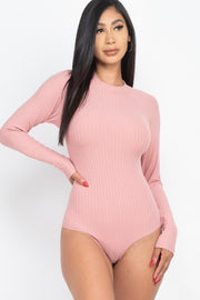 Ribbed Long Sleeve Mock Neck Bodysuit