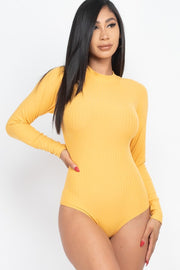 Ribbed Long Sleeve Mock Neck Bodysuit