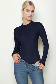 Ribbed Long Sleeve Mock Neck Bodysuit