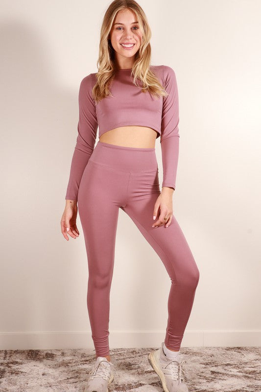 Long Sleeve Crop Top & Leggings Activewear Set