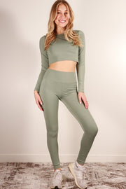 Long Sleeve Crop Top & Leggings Activewear Set
