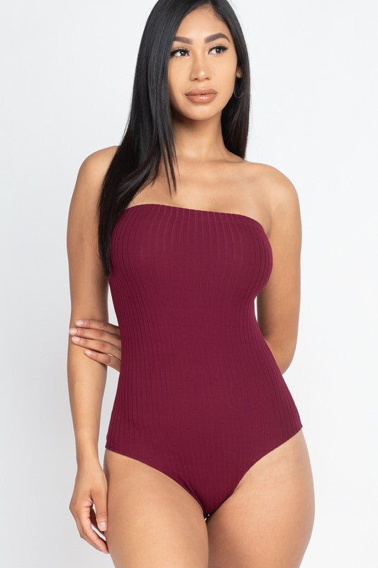 Women's Tube Top Ribbed Bodysuit