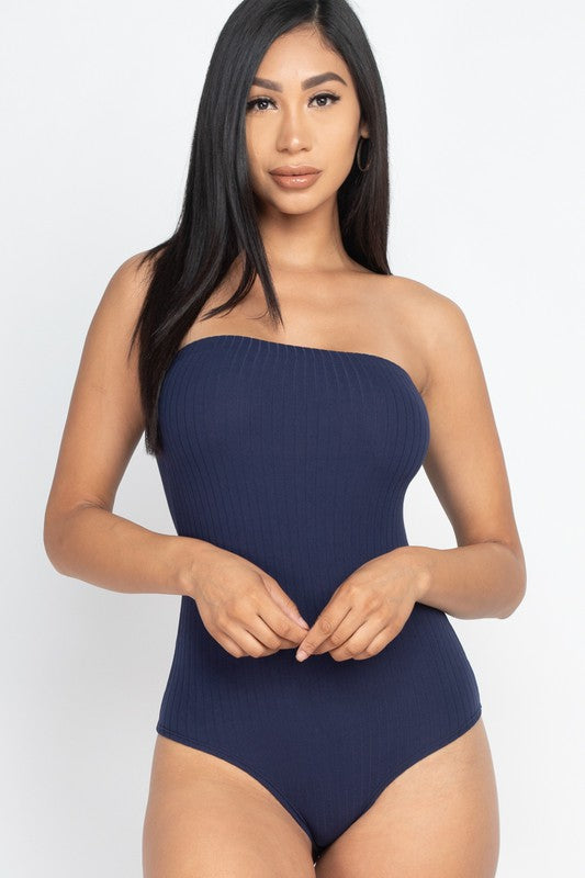 Women's Tube Top Ribbed Bodysuit