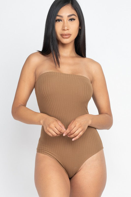 Women's Tube Top Ribbed Bodysuit