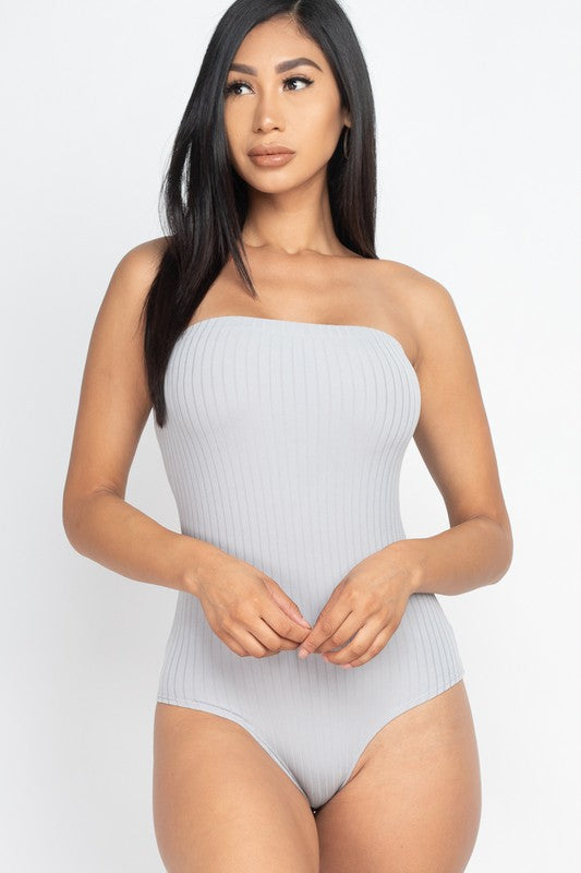 Women's Tube Top Ribbed Bodysuit