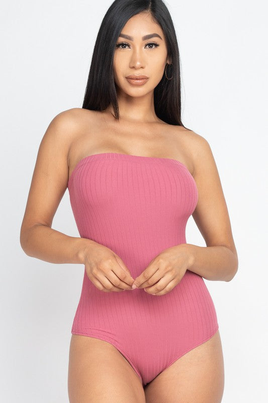 Women's Tube Top Ribbed Bodysuit