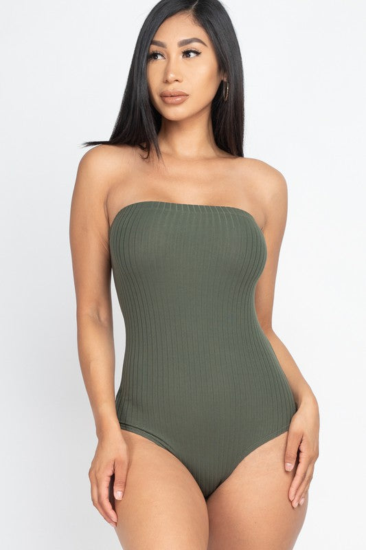 Women's Tube Top Ribbed Bodysuit