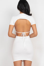 Round Neck Open Back Mini Bodycon Dress