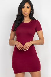 Round Neck Open Back Mini Bodycon Dress