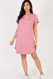Short Sleeve Casual Solid Color Comfy Dress