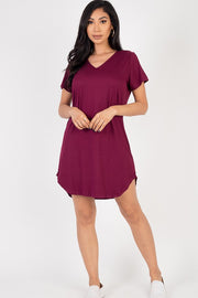 Short Sleeve Casual Solid Color Comfy Dress