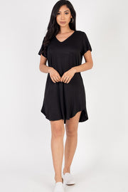 Short Sleeve Casual Solid Color Comfy Dress