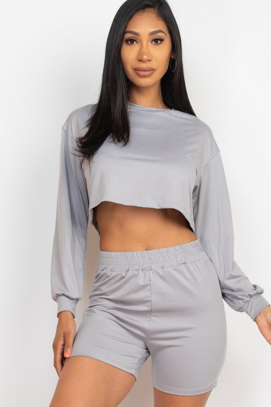Cozy Crop Top & Bike Shorts Matching Set