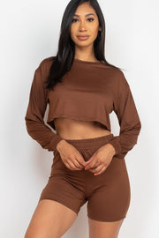 Cozy Crop Top & Bike Shorts Matching Set