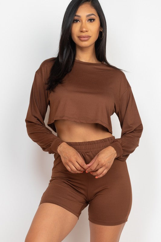 Cozy Crop Top & Bike Shorts Matching Set