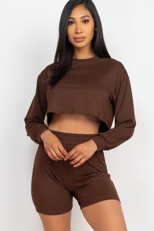 Cozy Crop Top & Bike Shorts Matching Set