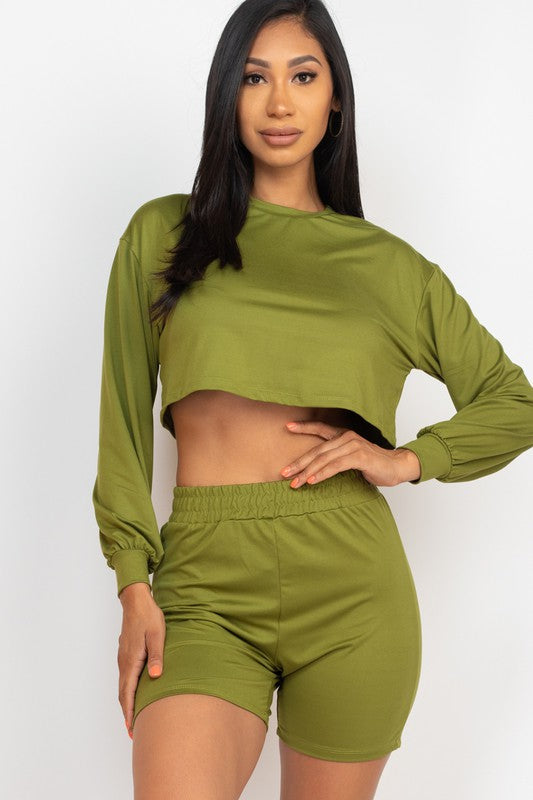 Cozy Crop Top & Bike Shorts Matching Set