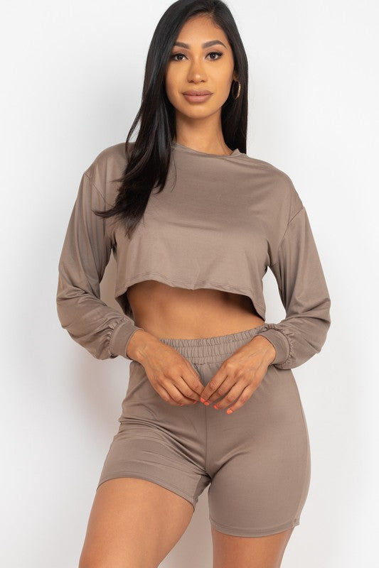 Cozy Crop Top & Bike Shorts Matching Set