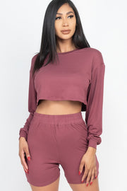 Cozy Crop Top & Bike Shorts Matching Set
