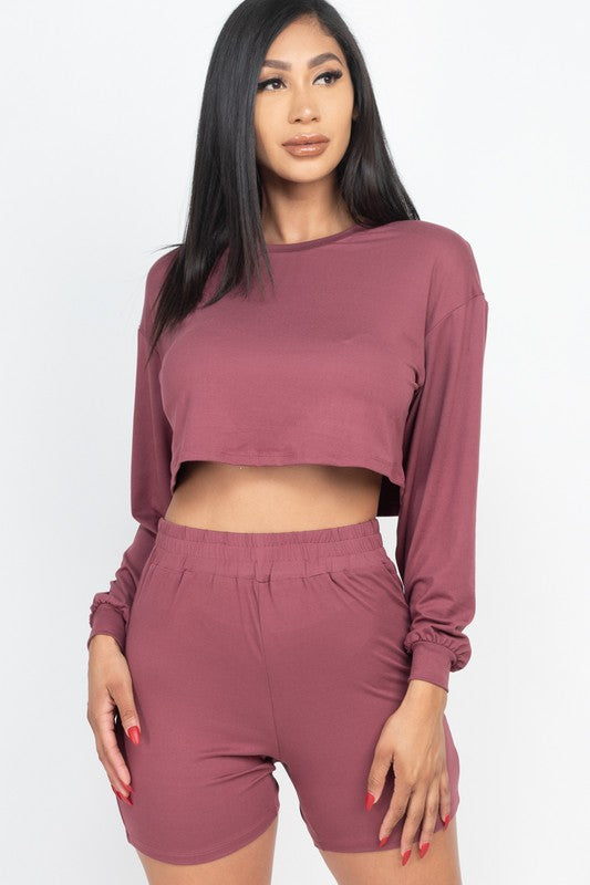 Cozy Crop Top & Bike Shorts Matching Set