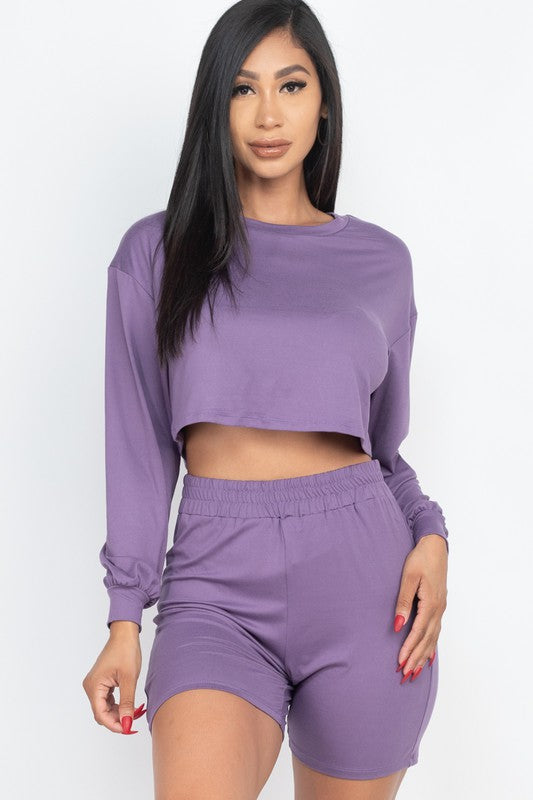 Cozy Crop Top & Bike Shorts Matching Set