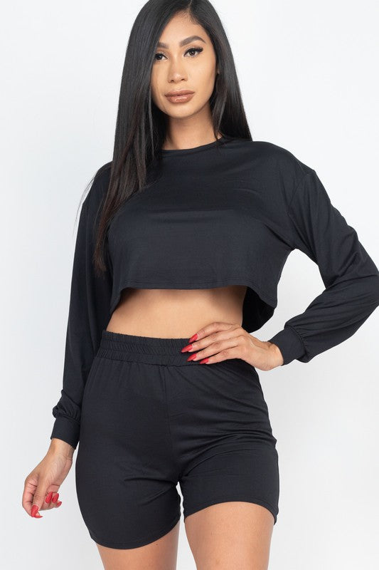 Cozy Crop Top & Bike Shorts Matching Set