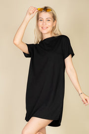 Short Sleeve Side Slit Tee Dress