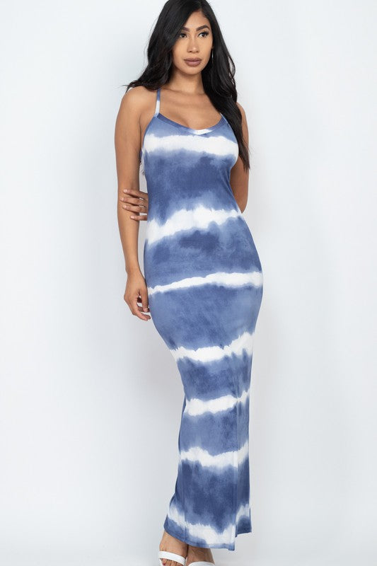 Women's Stripe Tie Dye Printed Maxi loose fit Dress