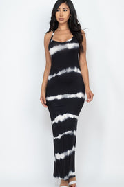 Women's Stripe Tie Dye Printed Maxi loose fit Dress