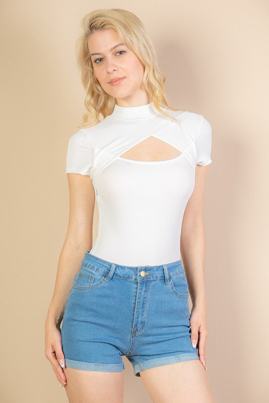 Front Cut Out Short Sleeve Bodysuit